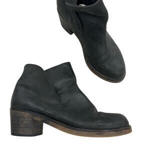 Free People Brooks Black Leather Distressed Ankle Boots Womens 38 Fall Boho